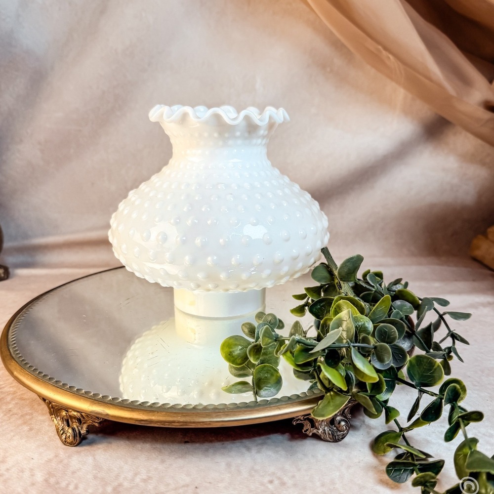 Vintage Milk Glass Hobnail Lampshade